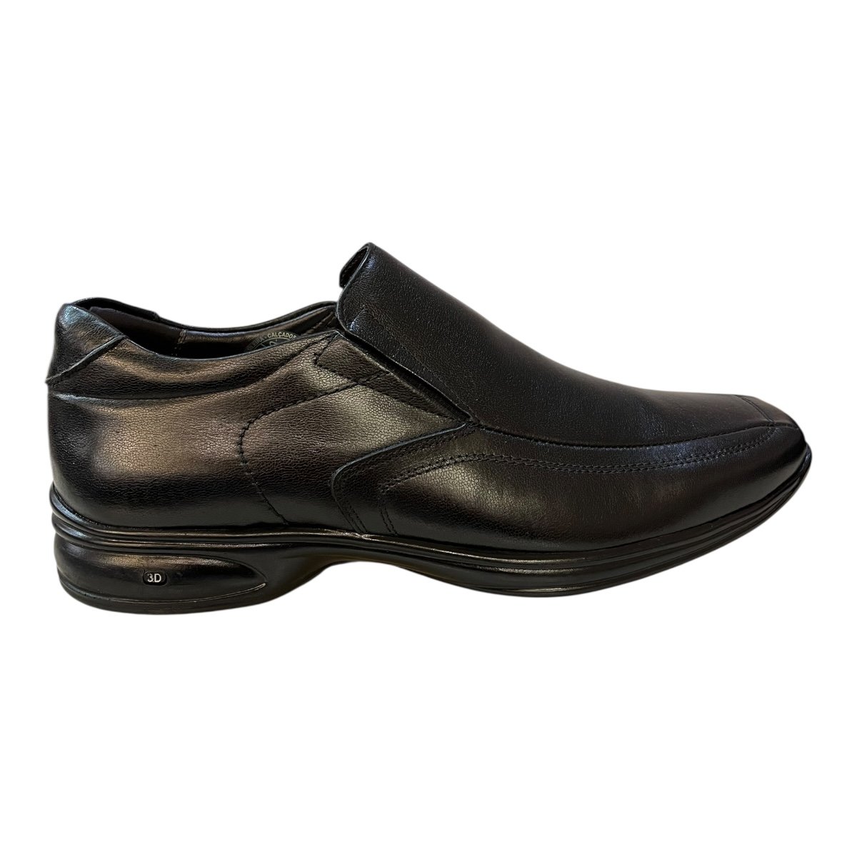 Sapato Masculino Casual Jota Pe Social Ultraconforto Couro 3D Vision 71455 Preto Preto 1
