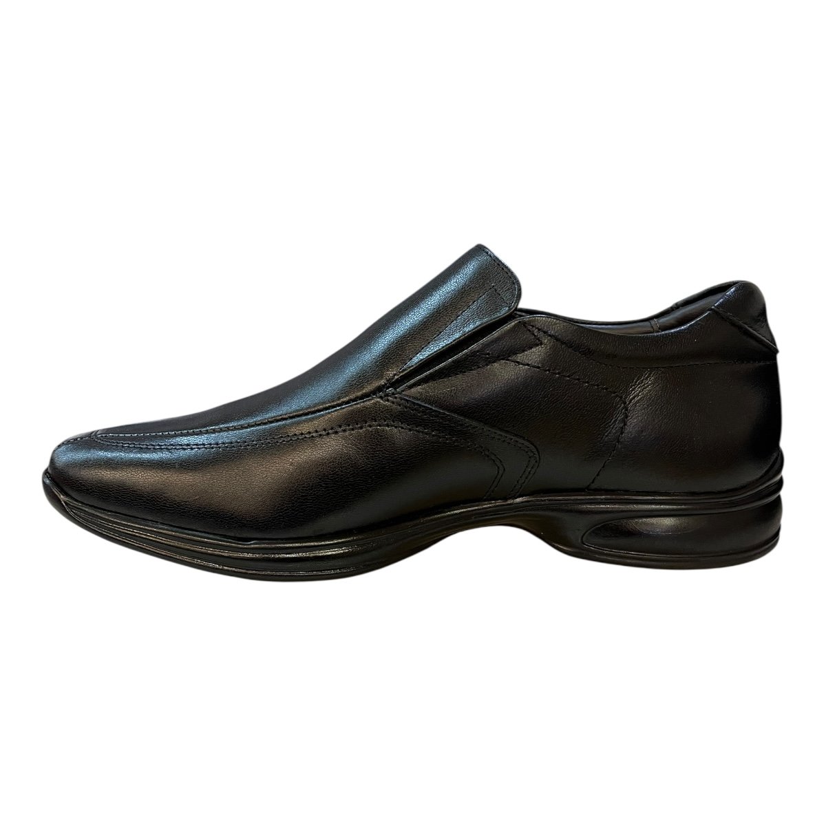 Sapato Masculino Casual Jota Pe Social Ultraconforto Couro 3D Vision 71455 Preto Preto 3