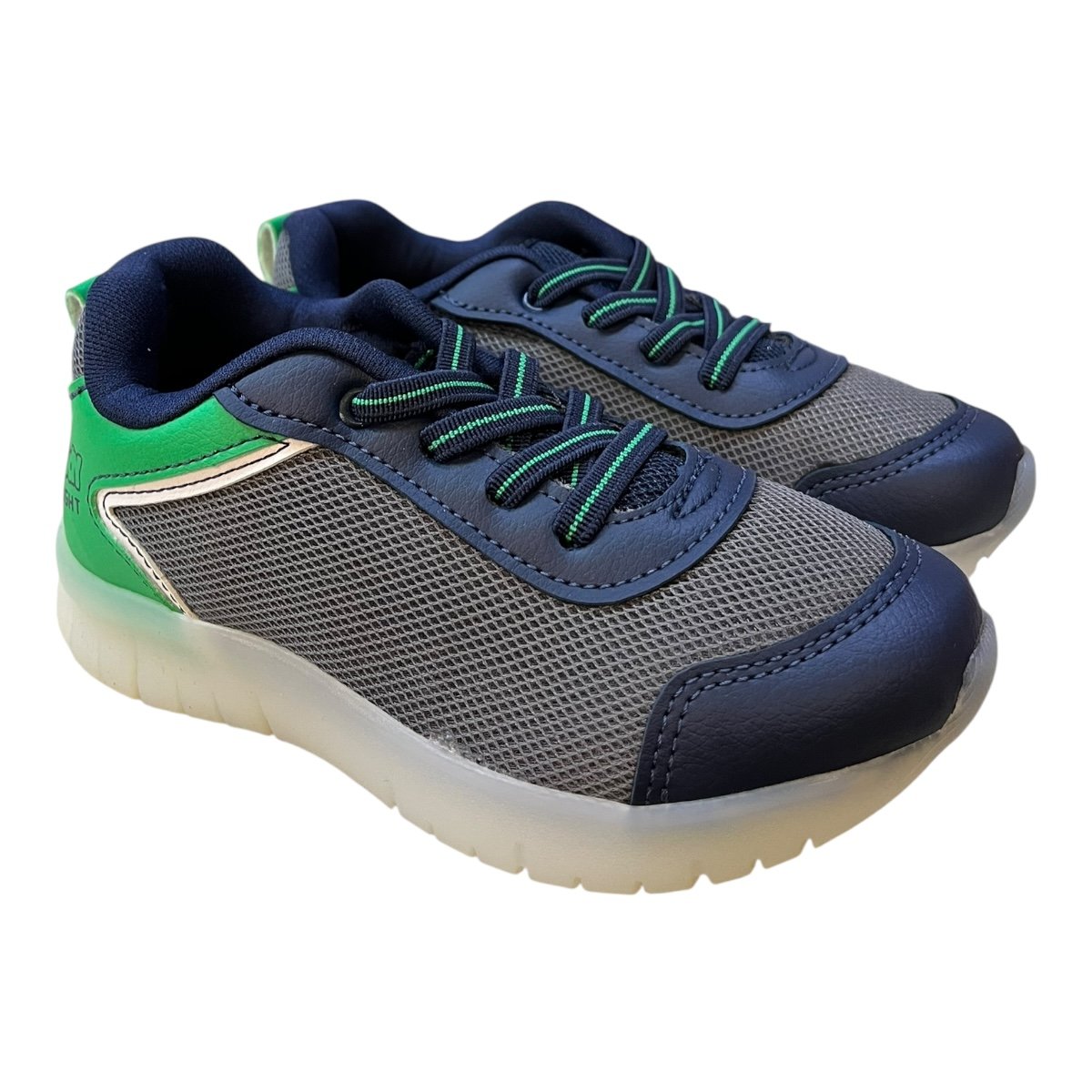 Tenis Infantil Menino Kidy Conforto Calce Fácil Elástico Luz Led 03501059395 Marinho Marinho/Verde 2