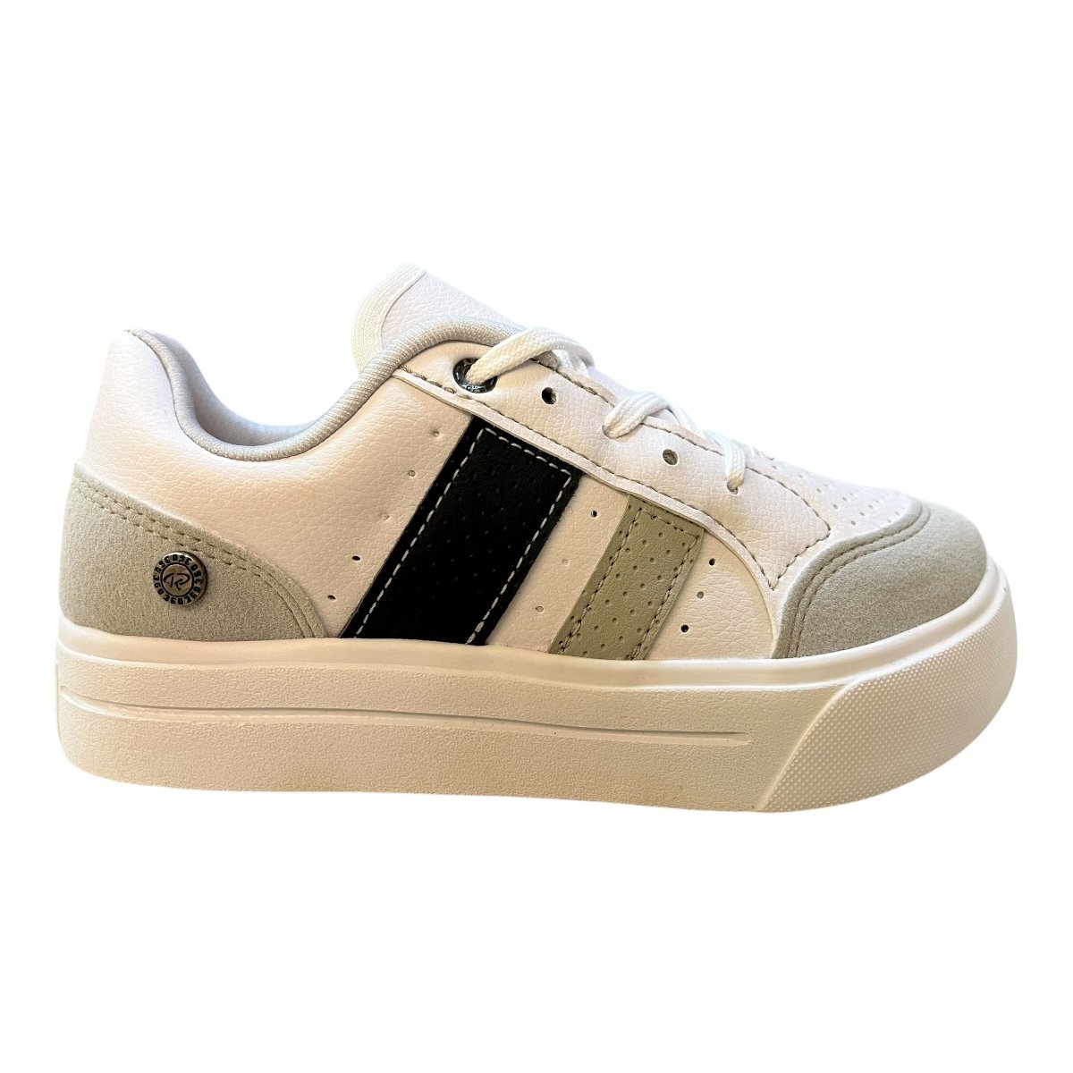 Tenis Infantil Menino Kidy Conforto Retrô Listras Básico Plataforma 45700017632 Branco Branco 1