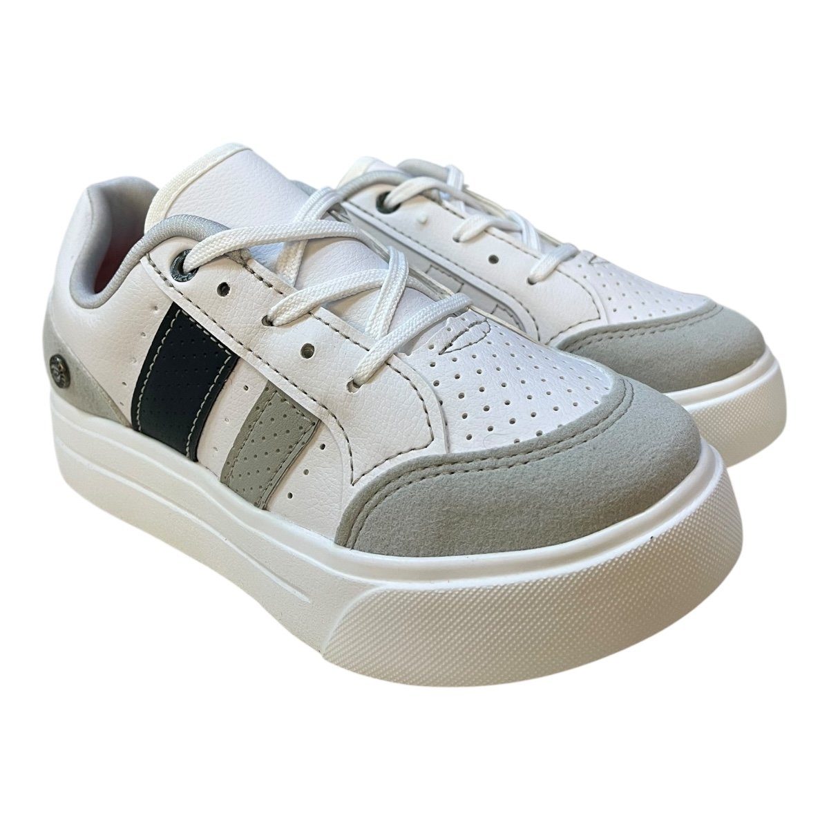 Tenis Infantil Menino Kidy Conforto Retrô Listras Básico Plataforma 45700017632 Branco Branco 2