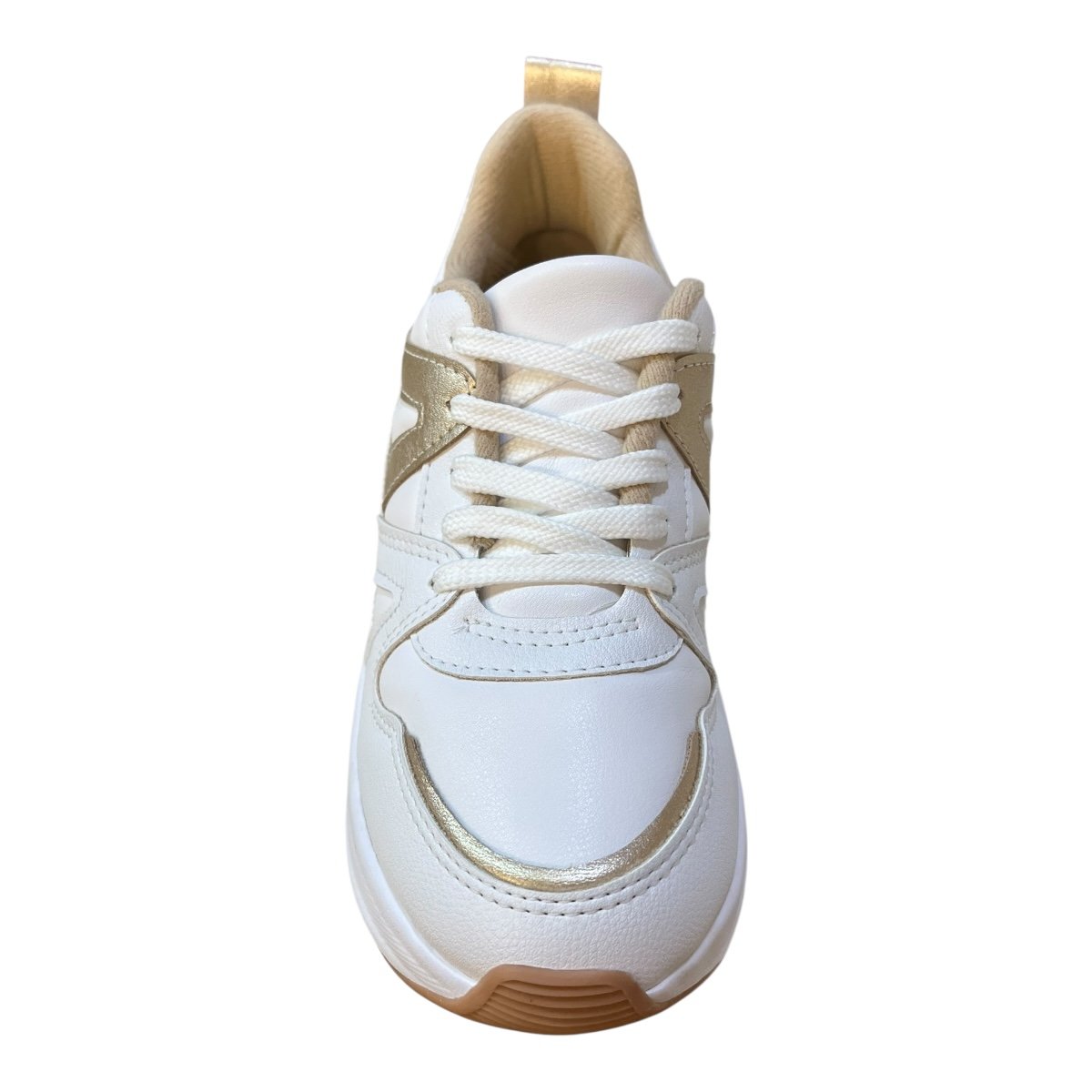 Tenis Feminino Modare Casual Ultraconforto Superleve Metalizado 7401.102 Branco Branco/Dourado 6