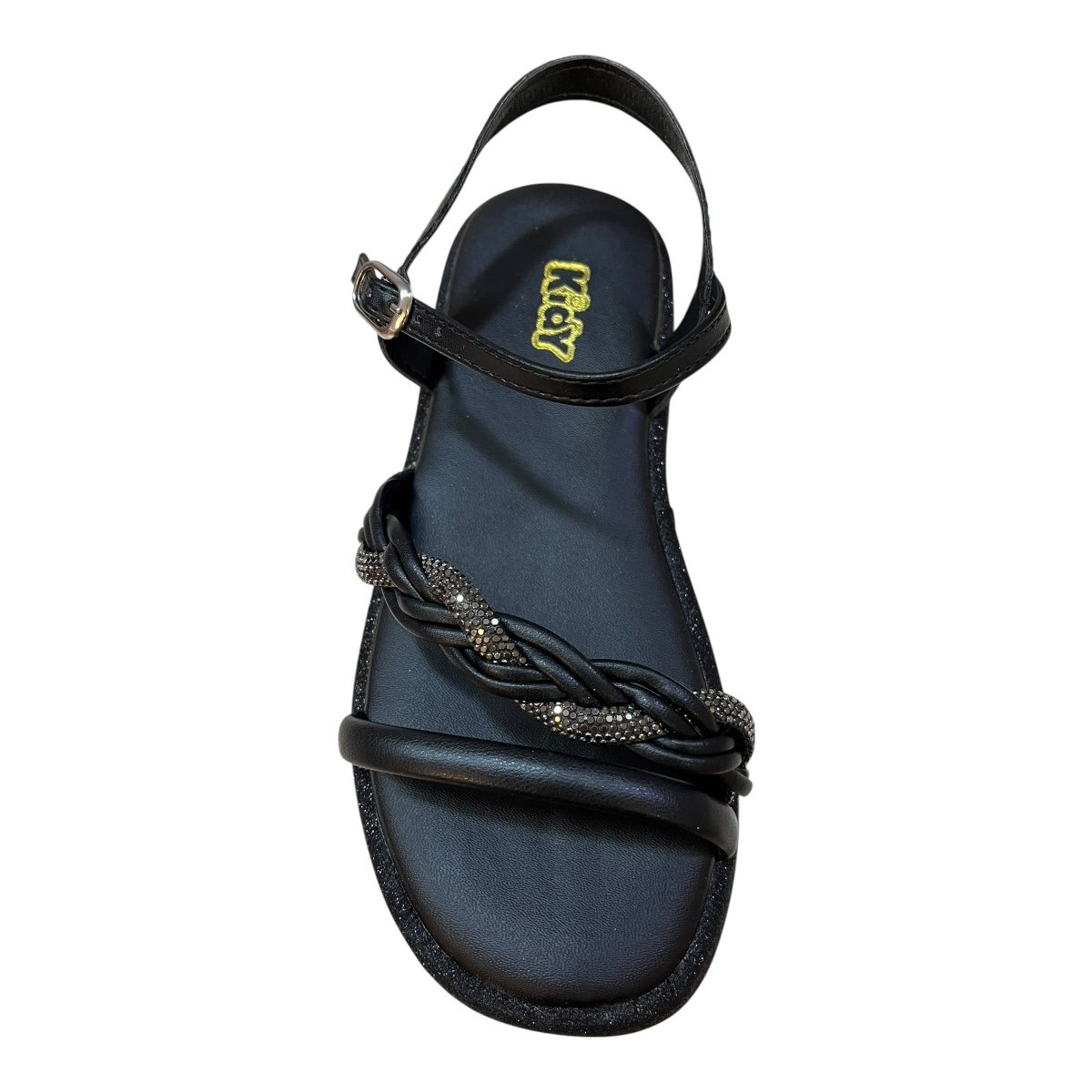 Sandalia Infantil Menina Kidy Conforto Anabela Tranças Brilho Fivela 44200190007 Preto Preto 6