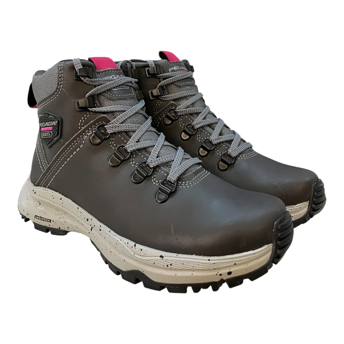 Bota Coturno Feminino Pegada Couro Ultraconforto Impermeável Antiderrapante 250403-06 Grafite Carbono 2