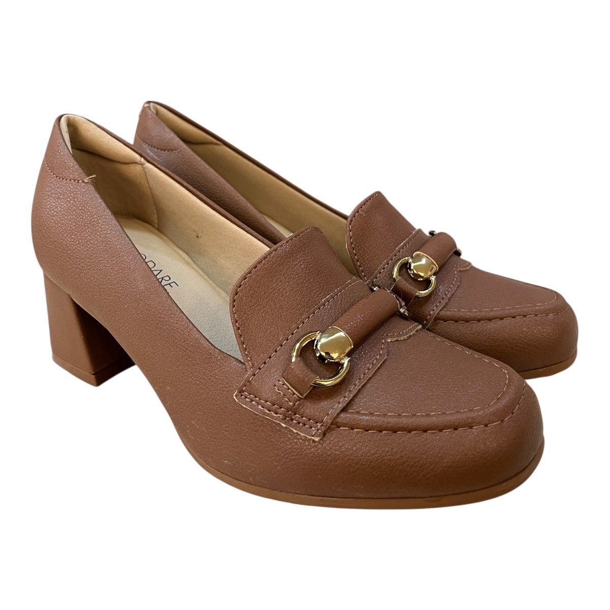 Sapato Scarpin Feminino Modare Casual Ultraconforto Salto Bloco Médio Bico Quadrado 7373.118 Marrom Marrom 2