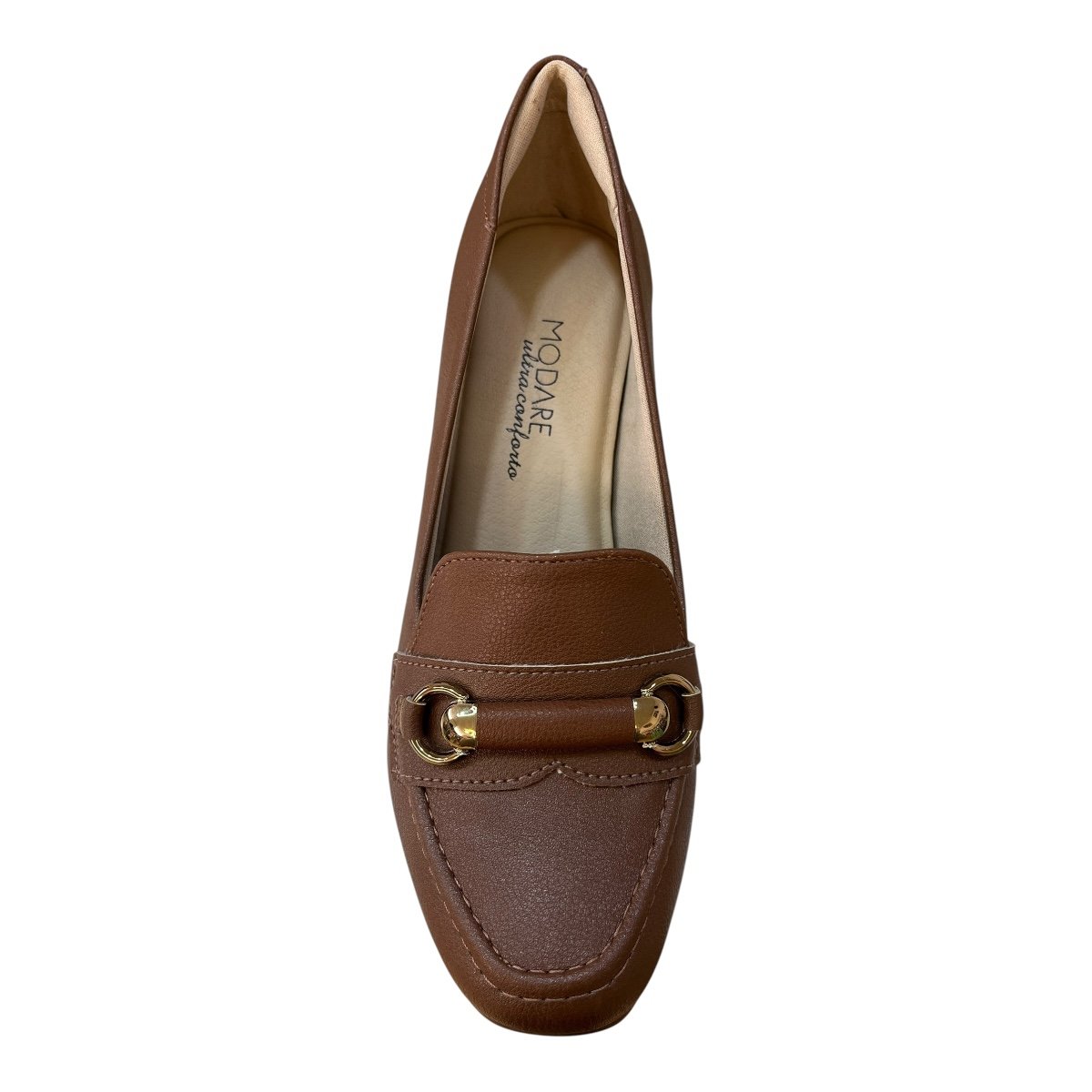 Sapato Scarpin Feminino Modare Casual Ultraconforto Salto Bloco Médio Bico Quadrado 7373.118 Marrom Marrom 6