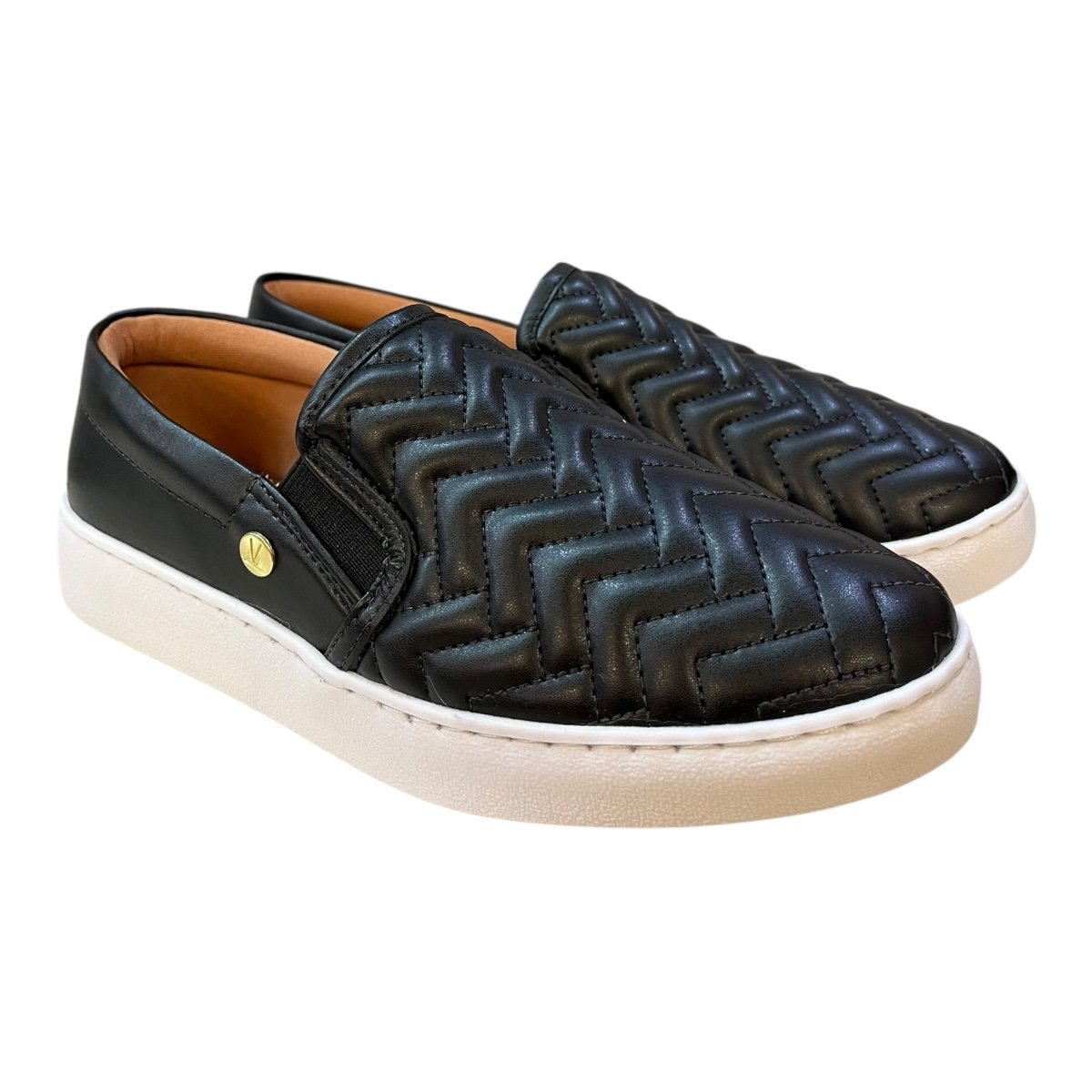 Tenis Feminino Slip Vizzano Casual Calce Fácil Básico Texturizado Conforto 1214.1010 Preto Preto 2