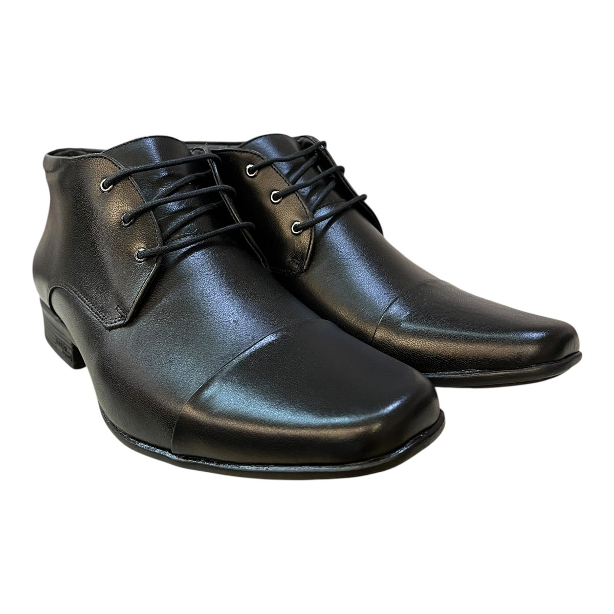 Bota Masculino Social Jota Pe Casual Ultraconforto Amarração Couro Air Boot 60950 Preto Preto 2