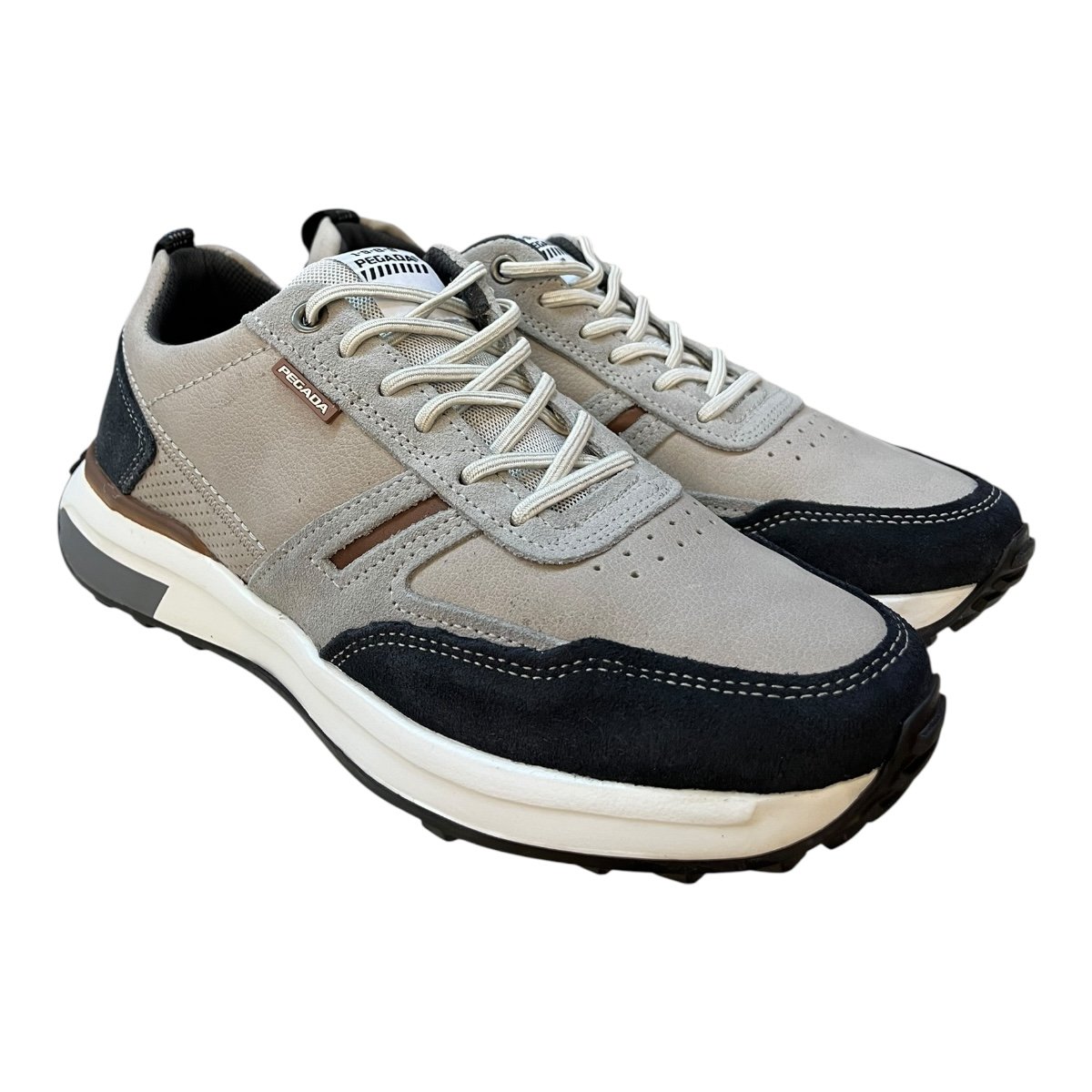 Tenis Masculino Pegada Couro Ultraconforto Calce Fácil Elástico 110751-09 Cinza Cinza 2