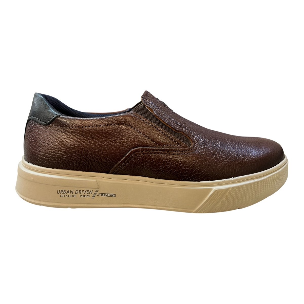 Tenis Masculino Pegada Ultraconforto Superleve Couro Calce Fácil Slip 111908-03 Marrom