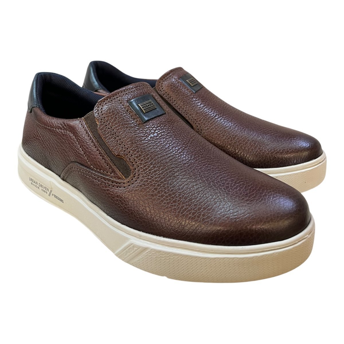 Tenis Masculino Pegada Ultraconforto Superleve Couro Calce Fácil Slip 111908-03 Marrom Marrom 2