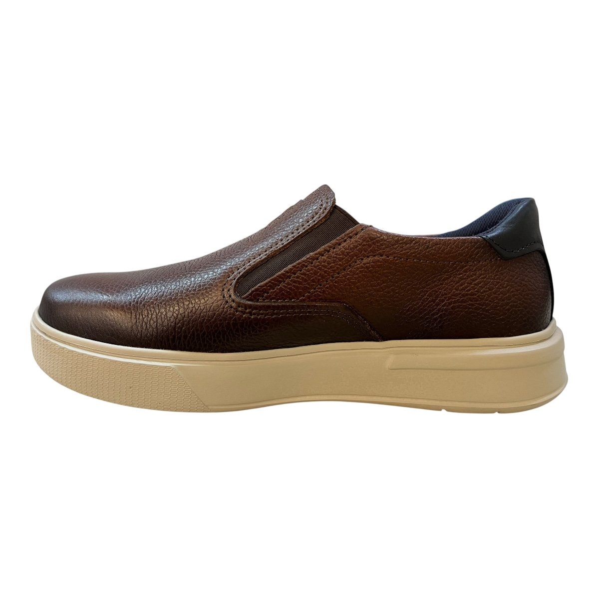 Tenis Masculino Pegada Ultraconforto Superleve Couro Calce Fácil Slip 111908-03 Marrom Marrom 4