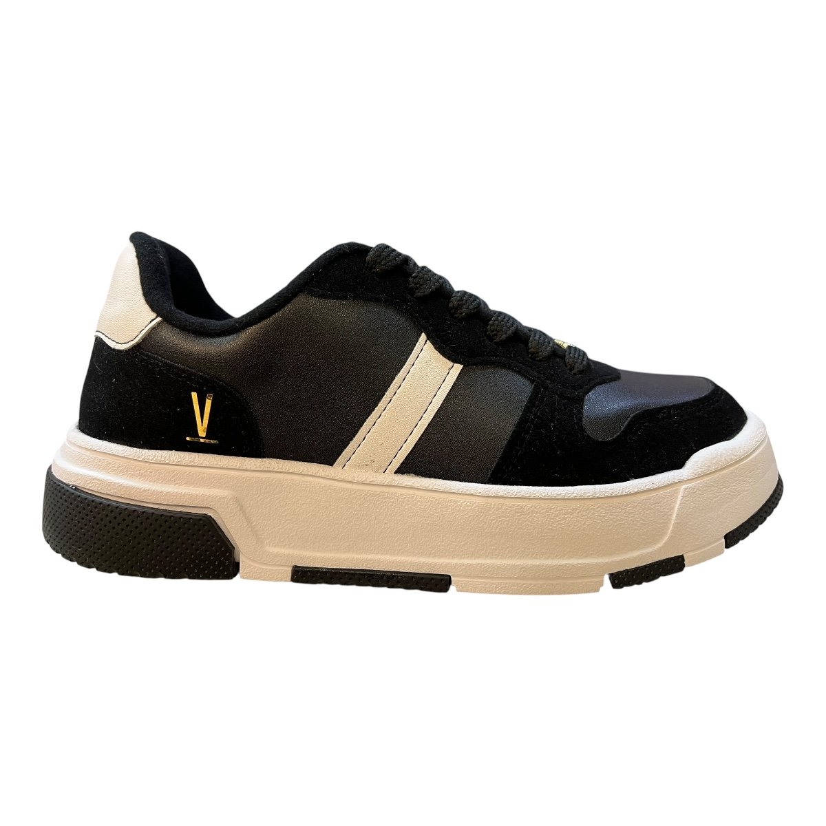Tenis Feminino Vizzano Casual Plataforma Camurça Listras Retrô 1455.104 Preto