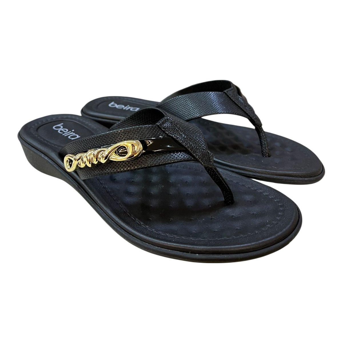 Chinelo Tamanco Feminino Beira Rio Brilho Metalizado Dedo Confort