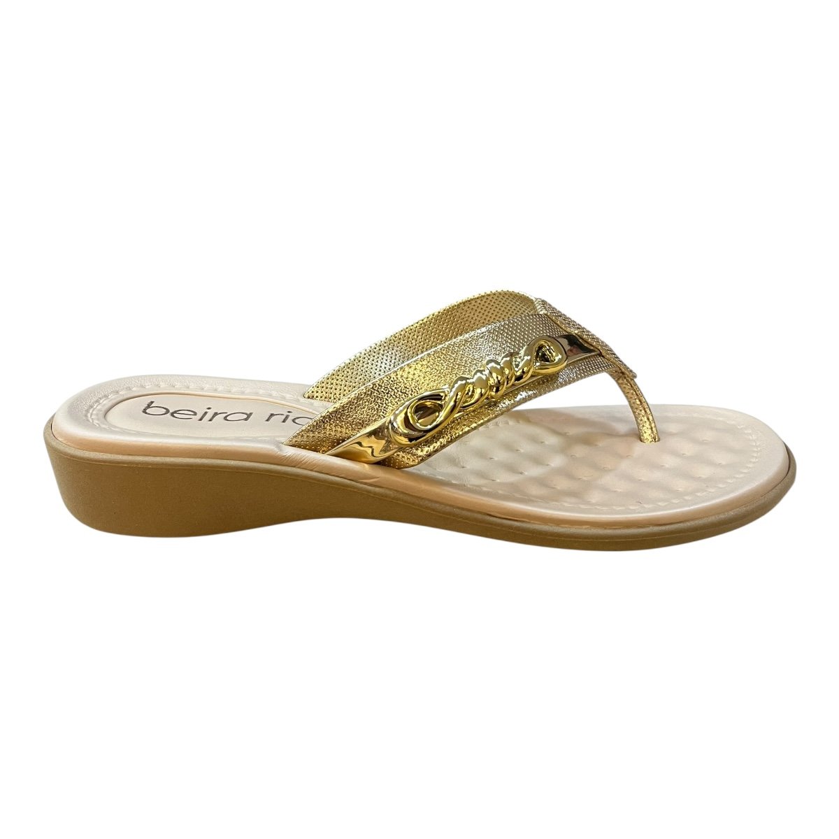 Chinelo Tamanco Feminino Beira Rio Brilho Metalizado Dedo Confort 8224.871 Dourado Dourado 1