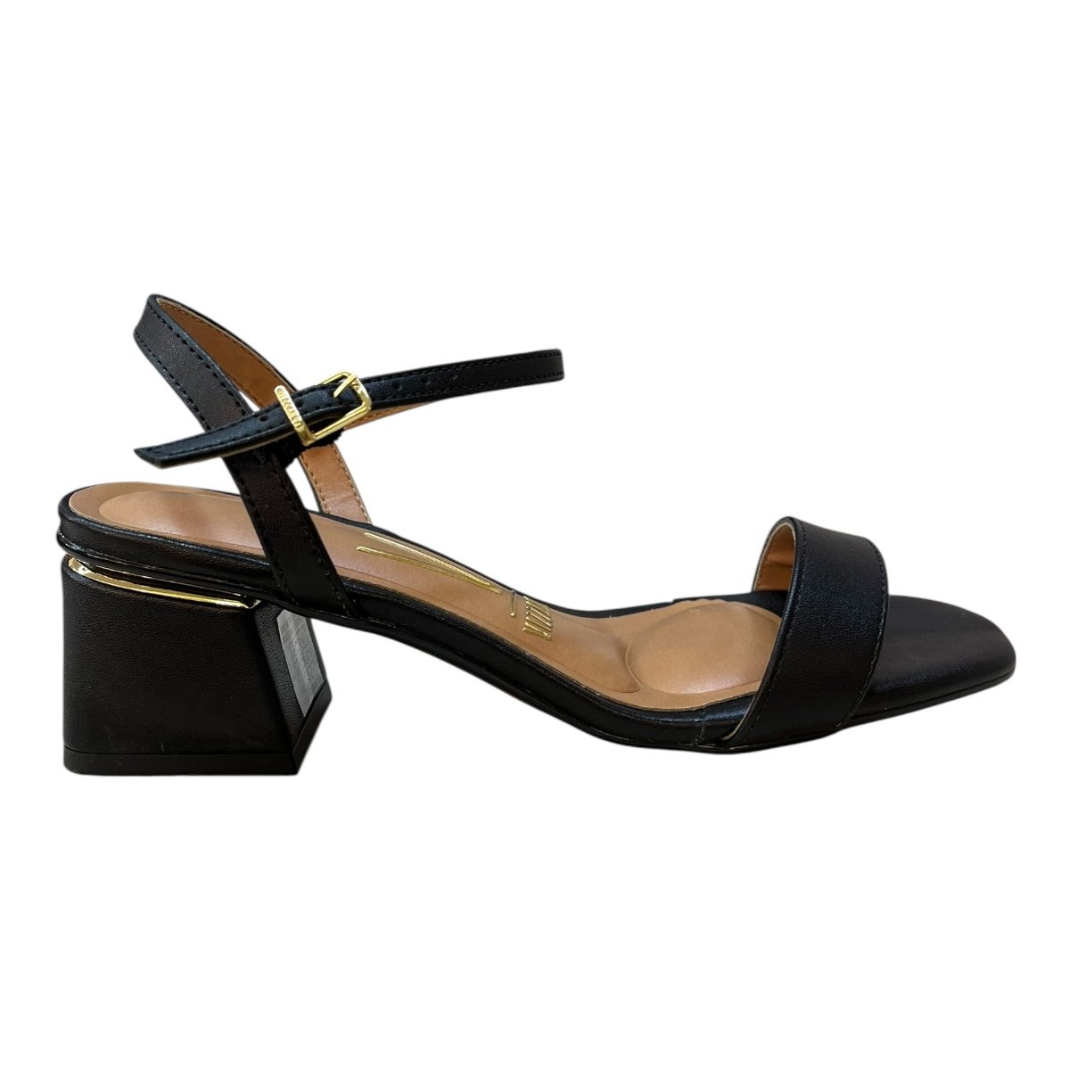 Sandalia Feminino Vizzano Casual Salto Bloco Metalizado Tira 6428.101 Preto
