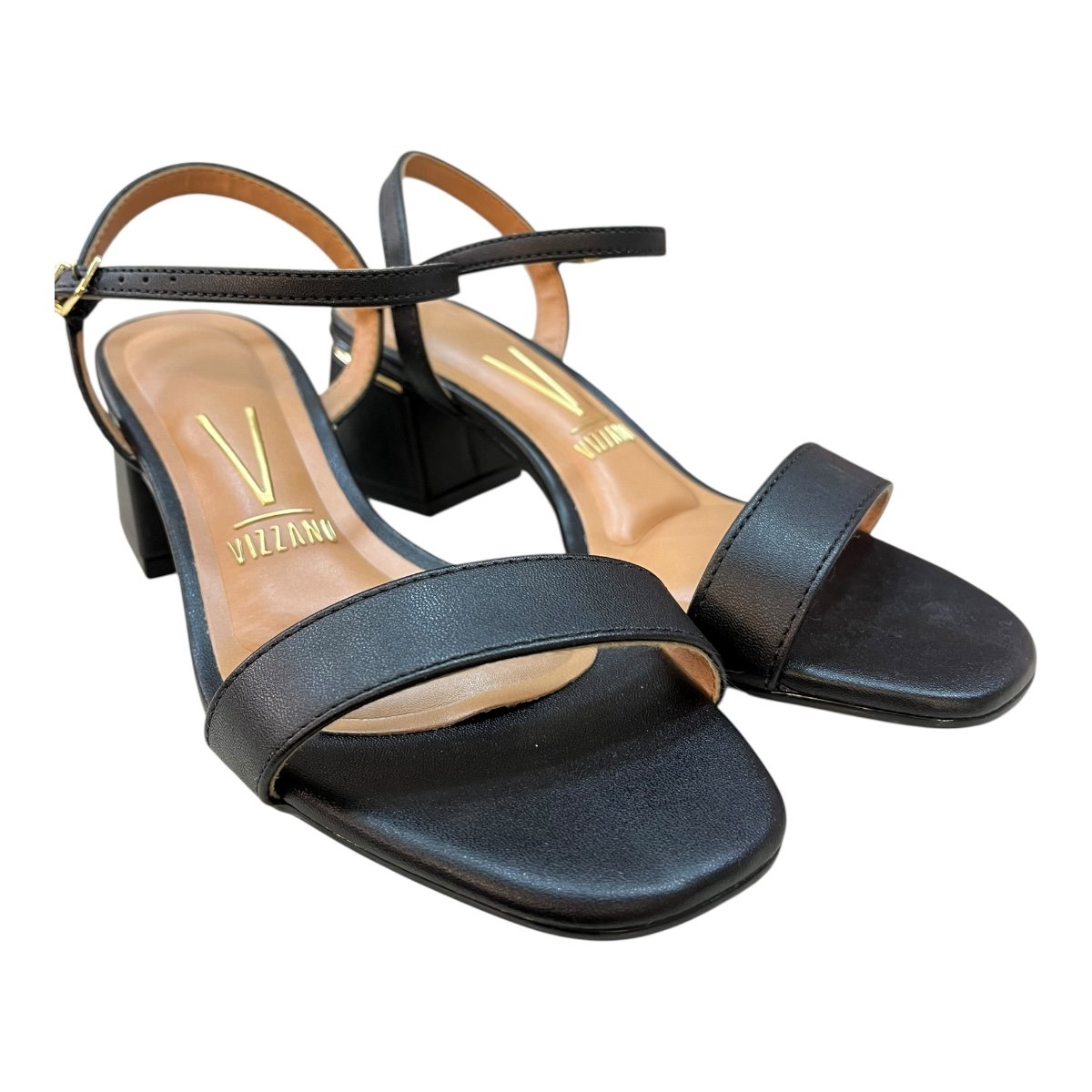Sandalia Feminino Vizzano Casual Salto Bloco Metalizado Tira 6428.101 Preto Preto 2