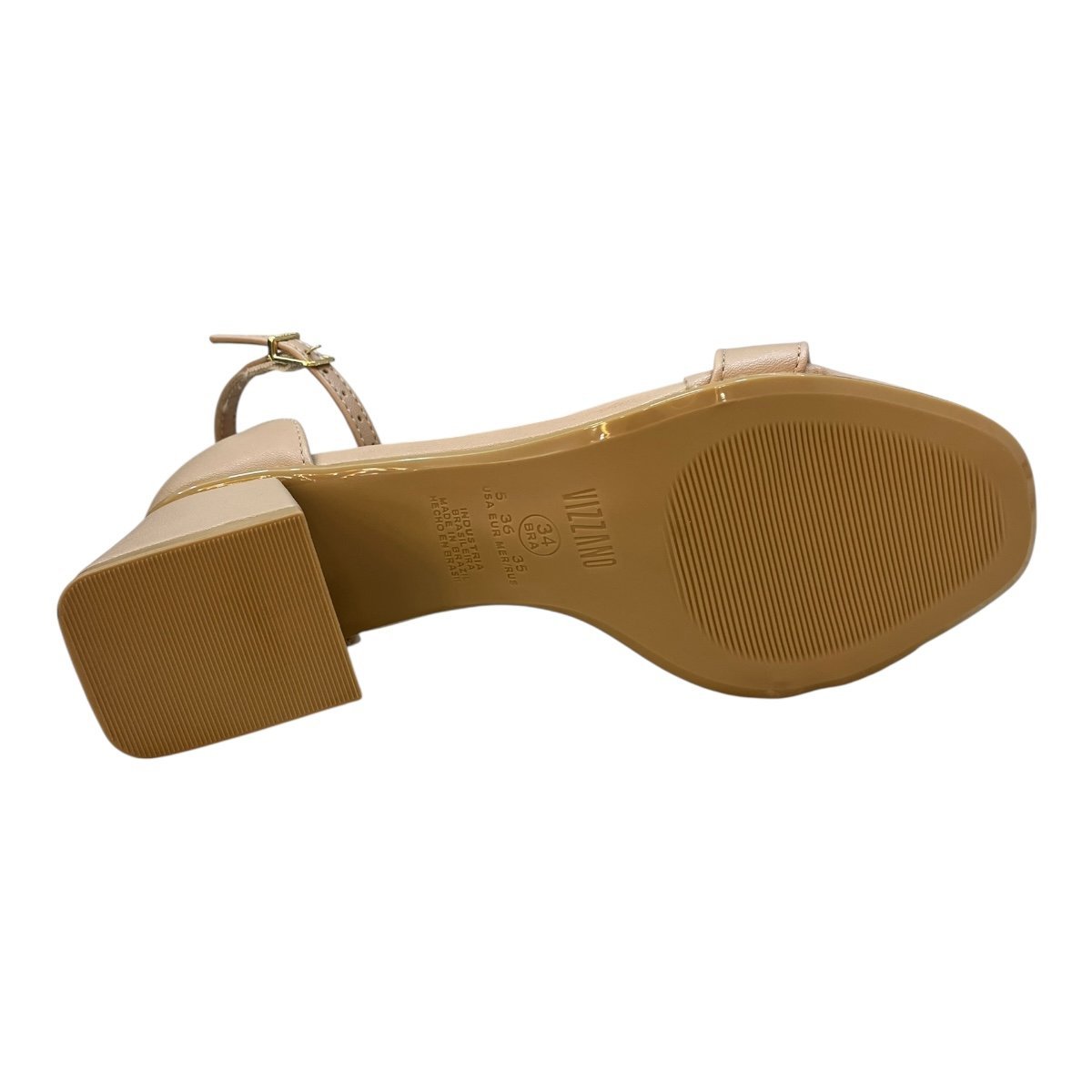 Sandalia Feminino Vizzano Pelica Salto Baixo Básica Calcanhar Fechado 6428.104 Bege Bege 3