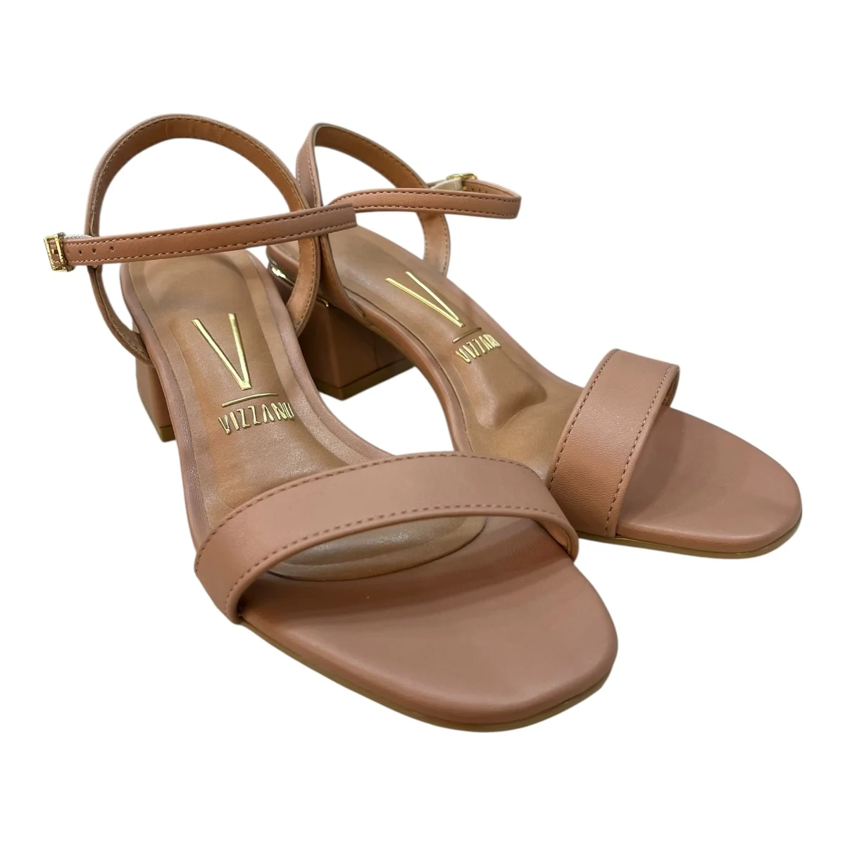 Sandalia Feminino Vizzano Casual Salto Bloco Metalizado Tira 6428.101 Nude Nude 2
