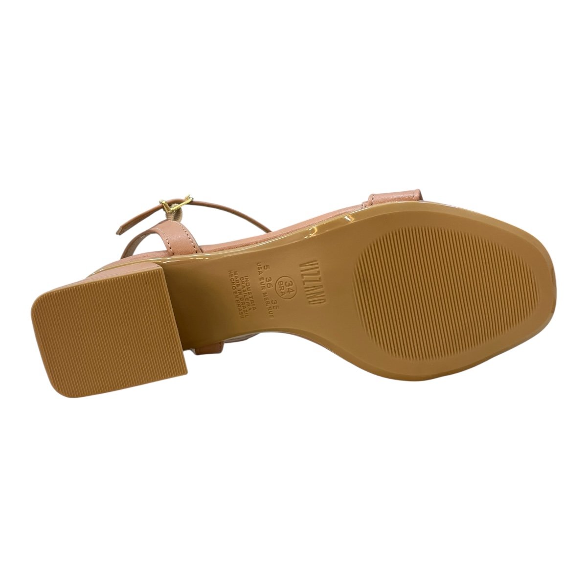 Sandalia Feminino Vizzano Casual Salto Bloco Metalizado Tira 6428.101 Nude Nude 3