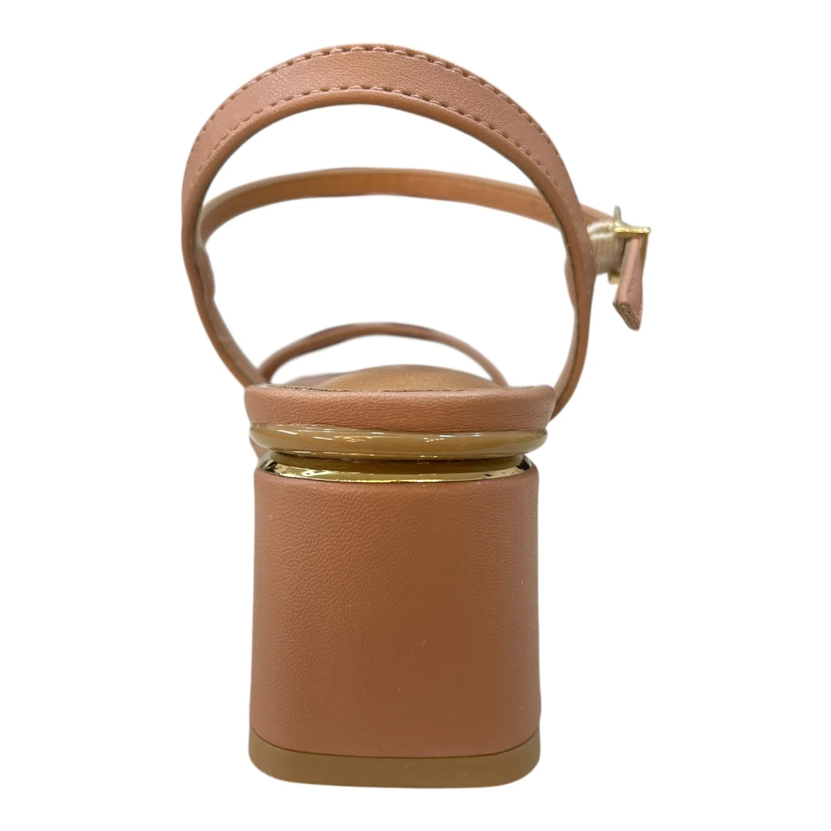 Sandalia Feminino Vizzano Casual Salto Bloco Metalizado Tira 6428.101 Nude Nude 5