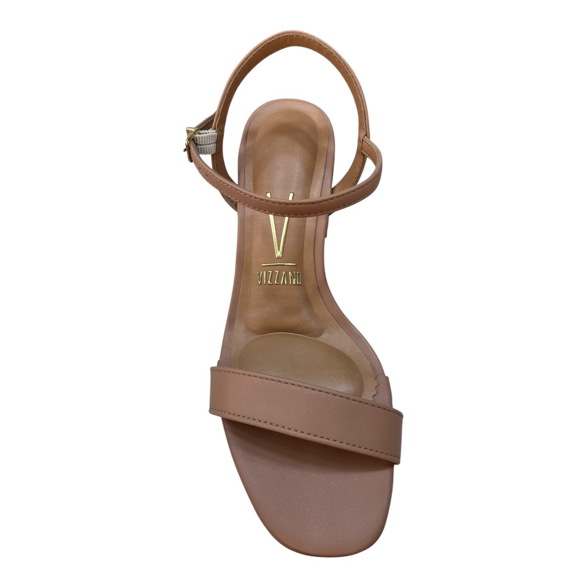 Sandalia Feminino Vizzano Casual Salto Bloco Metalizado Tira 6428.101 Nude Nude 6