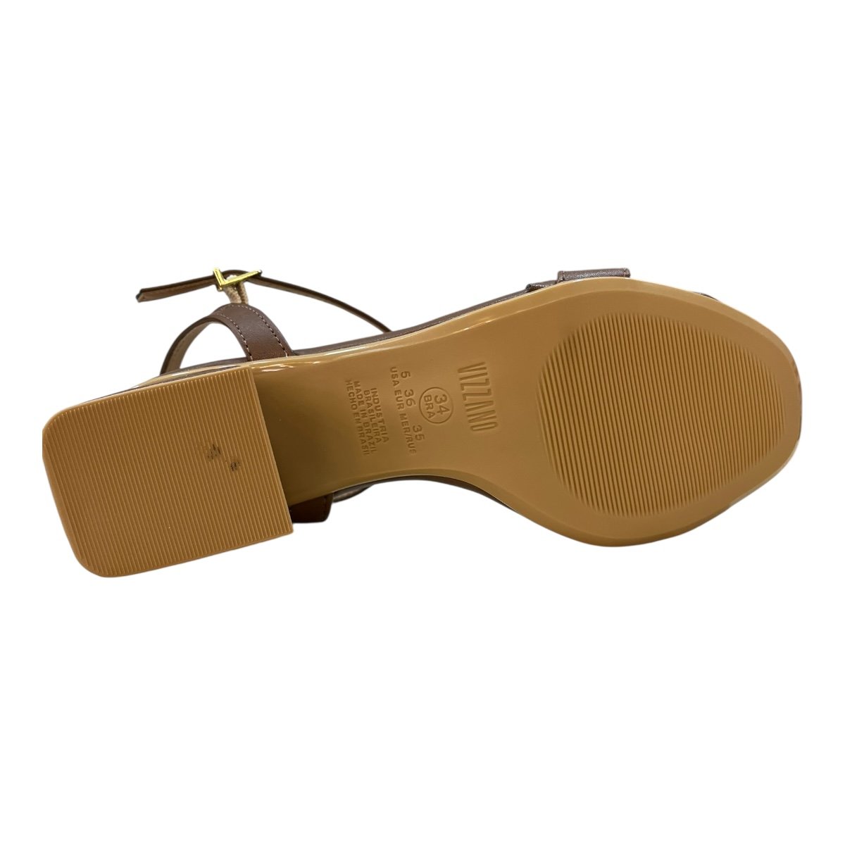 Sandalia Feminino Vizzano Casual Salto Bloco Metalizado Tira 6428.101 Marrom Marrom 3