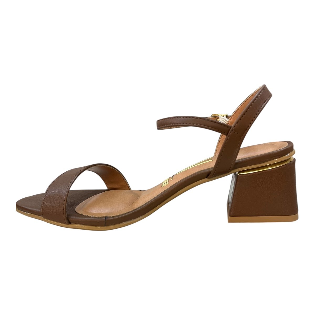 Sandalia Feminino Vizzano Casual Salto Bloco Metalizado Tira 6428.101 Marrom Marrom 4