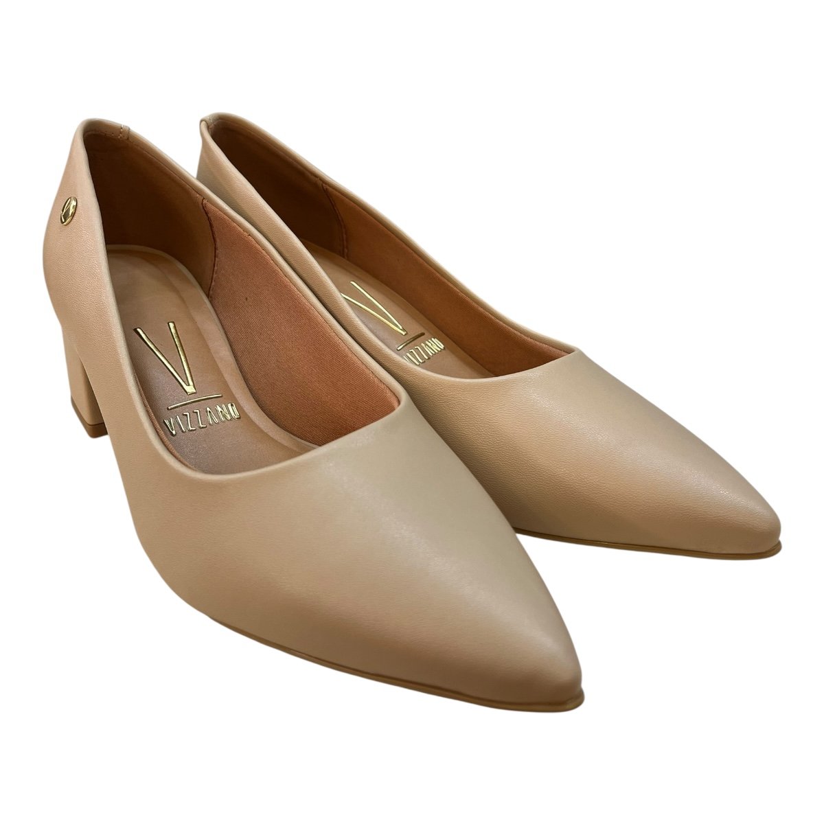 Sapato Scarpin Casual Feminino Vizzano Pelica Salto Bloco 1220.315 Bege Bege 2
