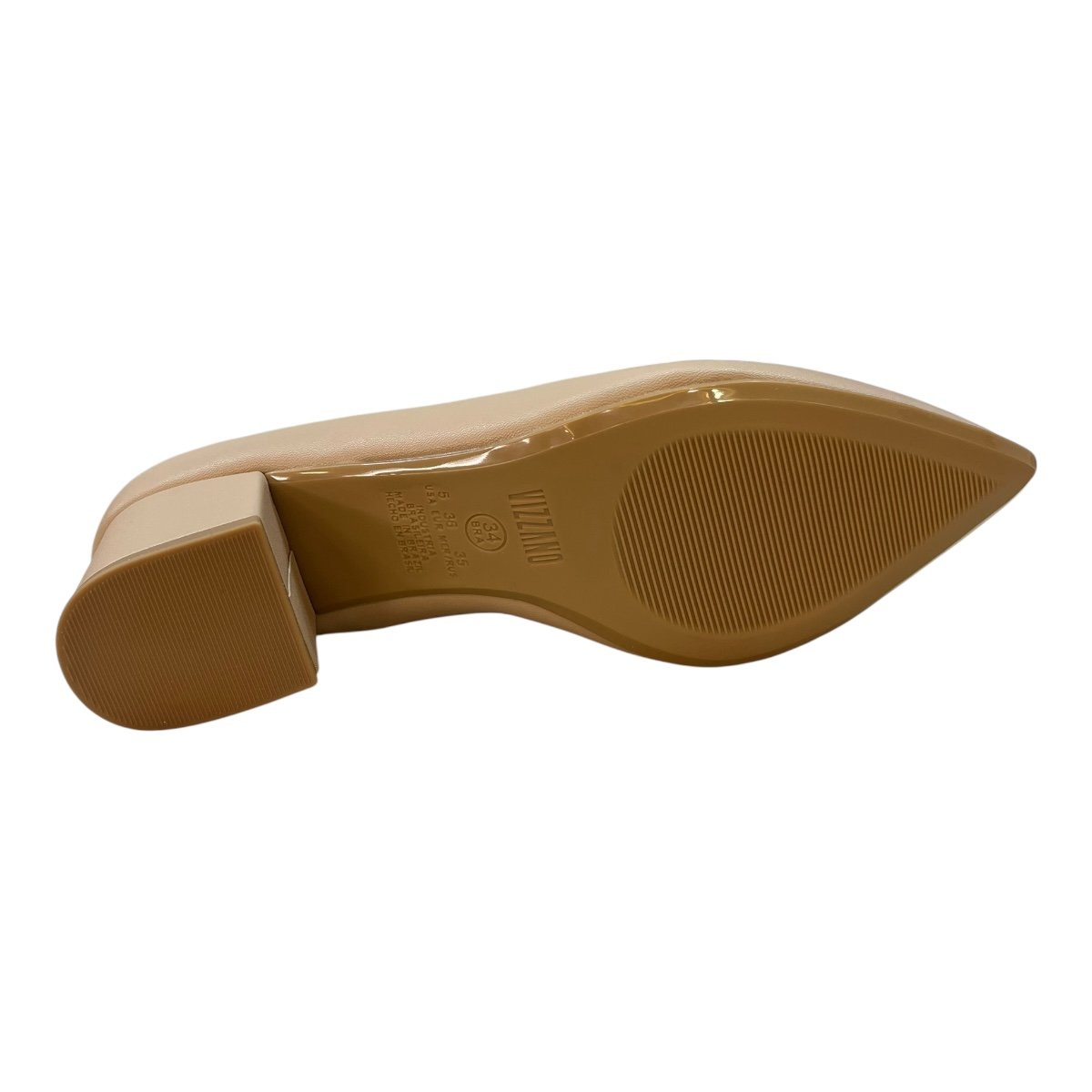 Sapato Scarpin Casual Feminino Vizzano Pelica Salto Bloco 1220.315 Bege Bege 3