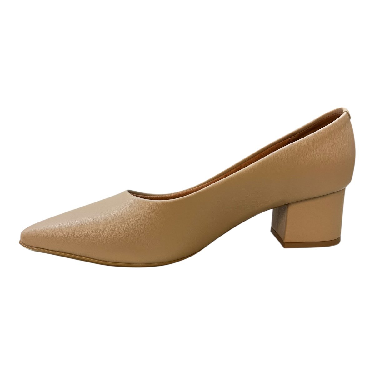 Sapato Scarpin Casual Feminino Vizzano Pelica Salto Bloco 1220.315 Bege Bege 4