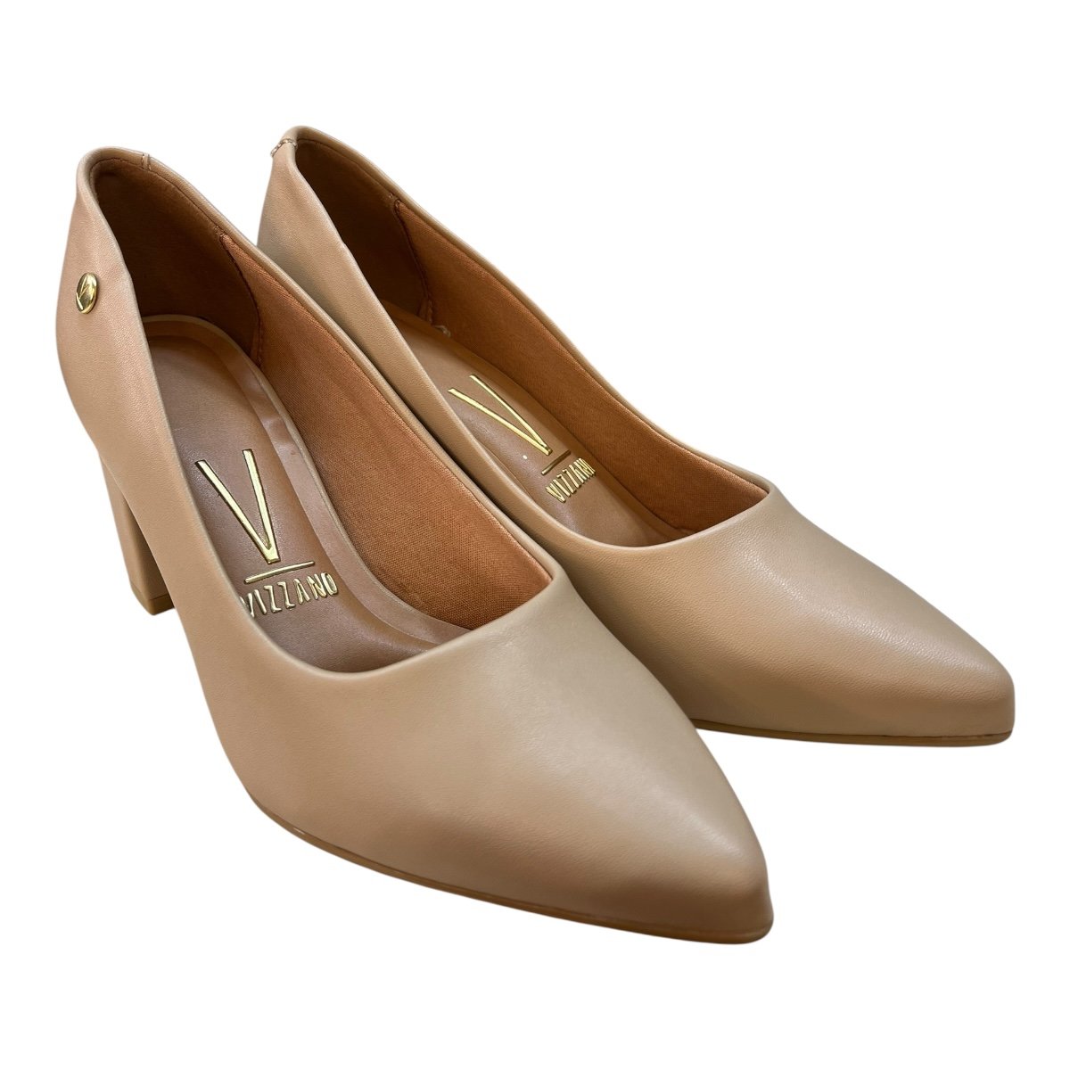 Scarpin Feminino Vizzano Sintético Conforto Salto 7Cm 1290.500 Bege Bege 2