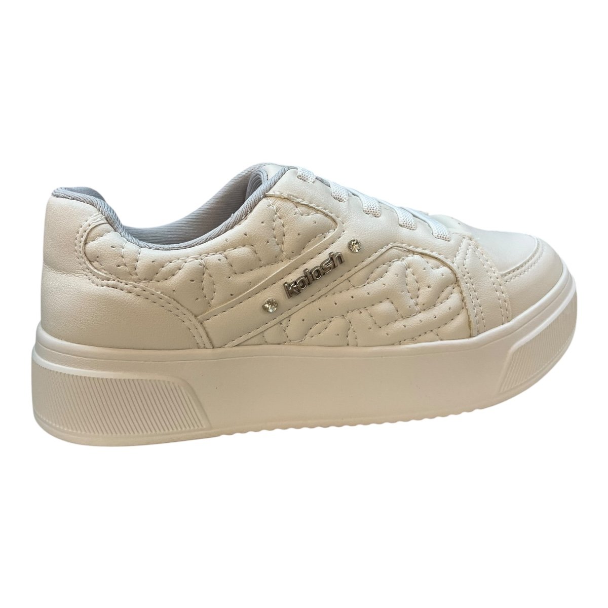 Tenis Feminino Kolosh Plataforma Ultraconforto Brilho Calce Fácil Elástico C3545a Branco