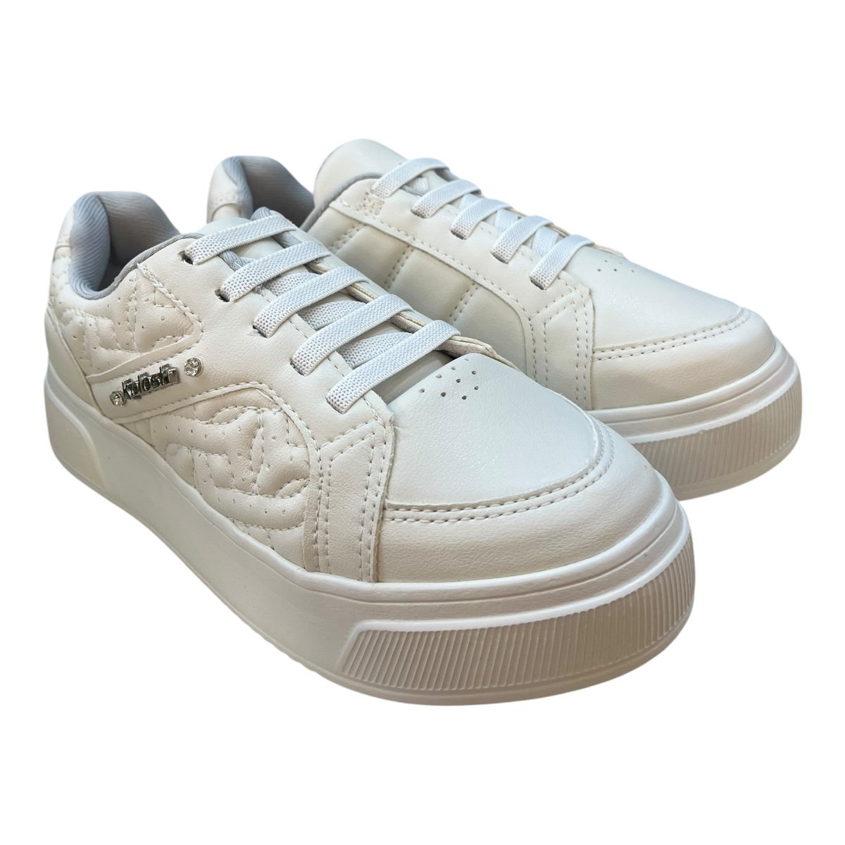 Tenis Feminino Kolosh Plataforma Ultraconforto Brilho Calce Fácil Elástico C3545a Branco Branco 2