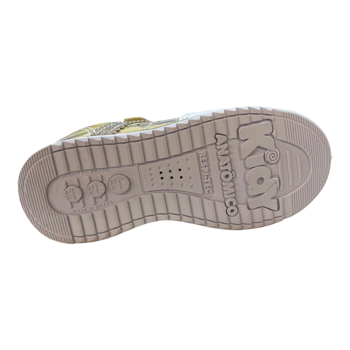 Tenis Infantil Menina Kidy Casual Conforto Brilho Metalizado Autocolante 45210070932 Dourado Dourado 3