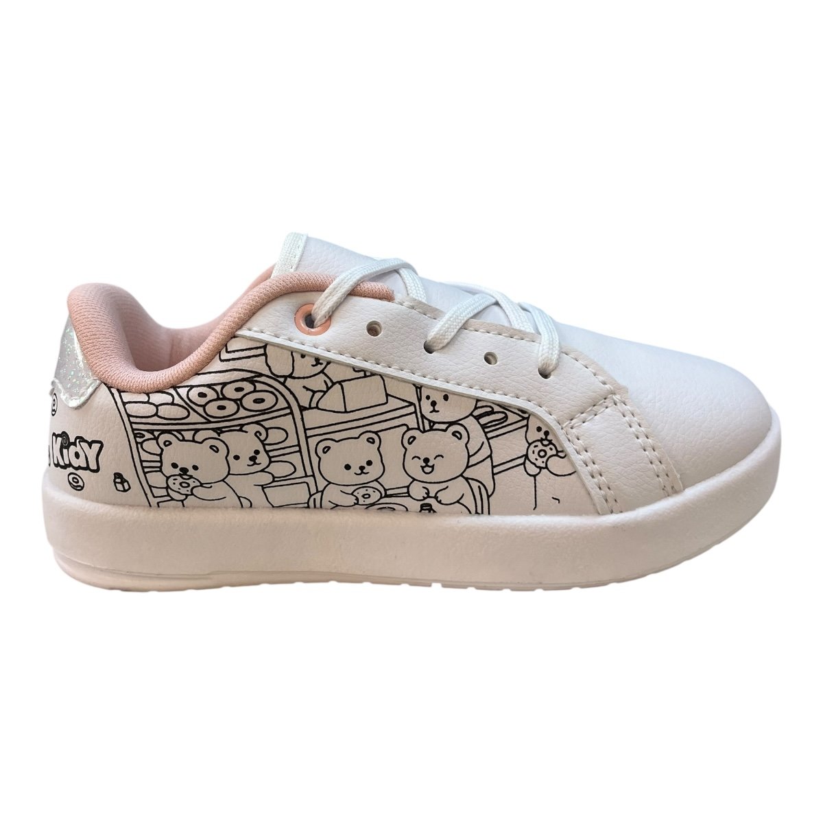 Tenis Infantil Menina Kidy Goods Conforto Casual Colorir Amarração 18411100004 Branco