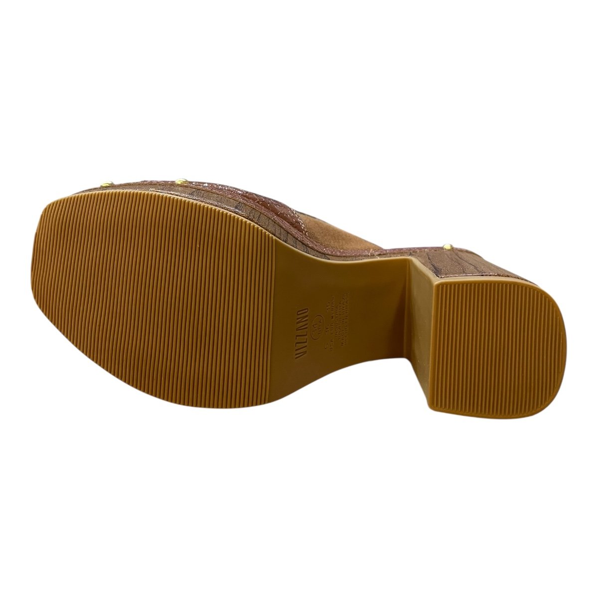 Tamanco Feminino Vizzano Casual Plataforma Salto Alto Bloco Croco  6541.205 Caramelo Marrom 2