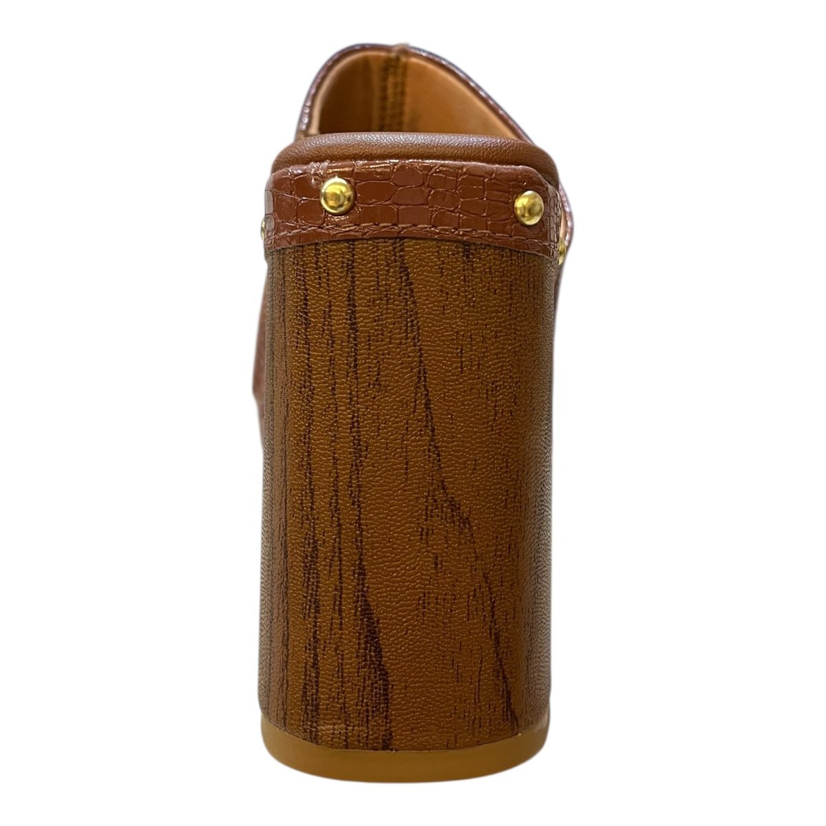 Tamanco Feminino Vizzano Casual Plataforma Salto Alto Bloco Croco  6541.205 Caramelo Marrom 4