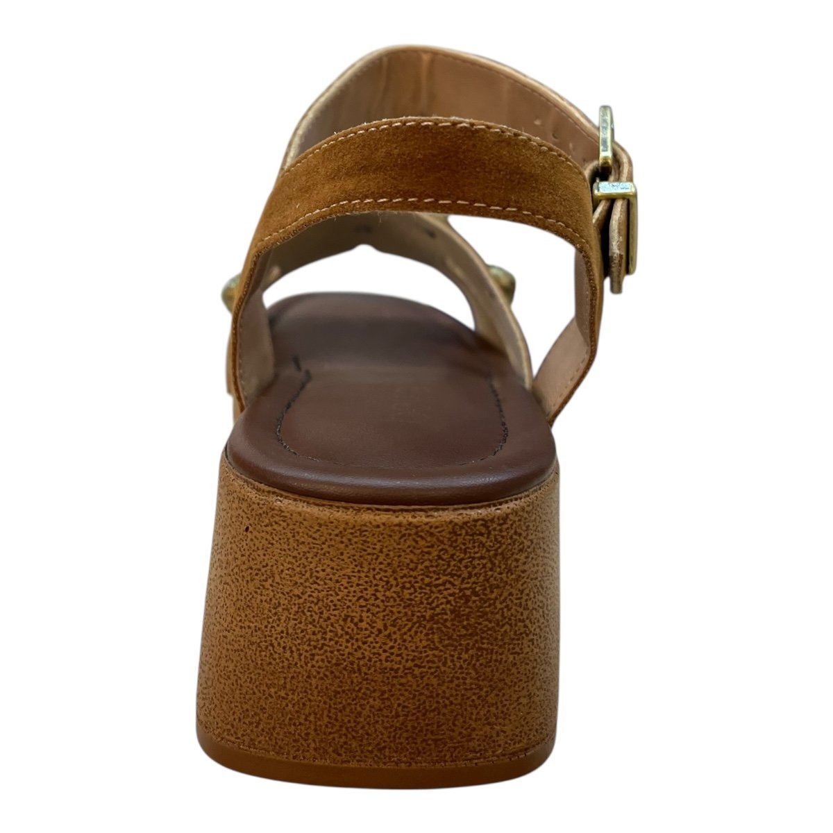 Sandalia Tamanco Feminino Beira Rio Casual Tratorado Camurça Salto Bloco 8559.104 Caramelo Marrom 5