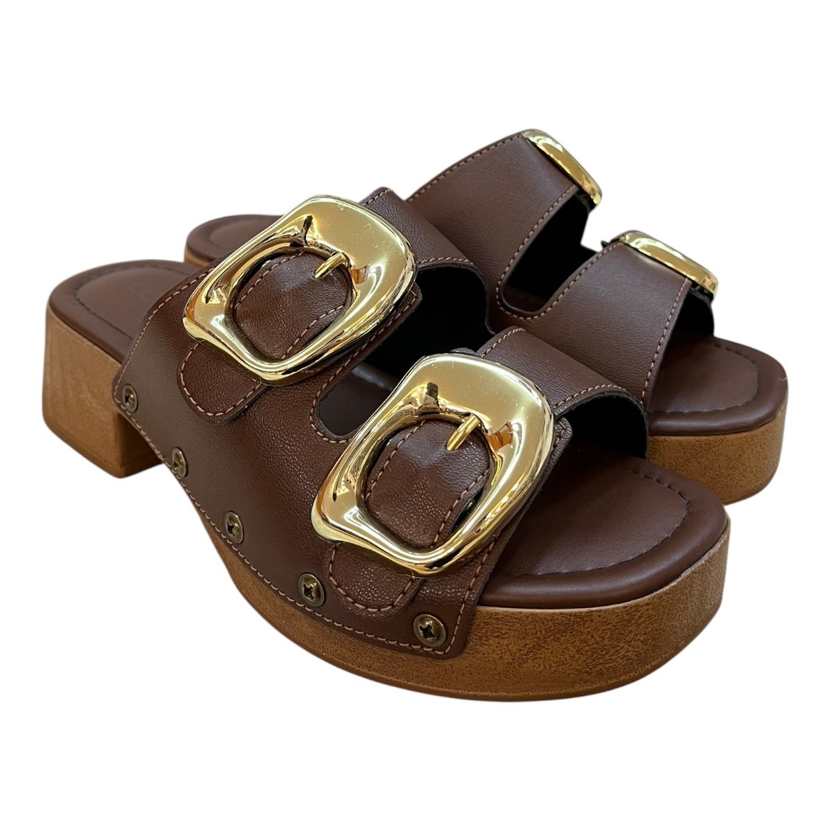 Tamanco Feminino Beira Rio Casual Tratorado Fivela Metalizado Salto Bloco 8559.106 Marrom Marrom 2