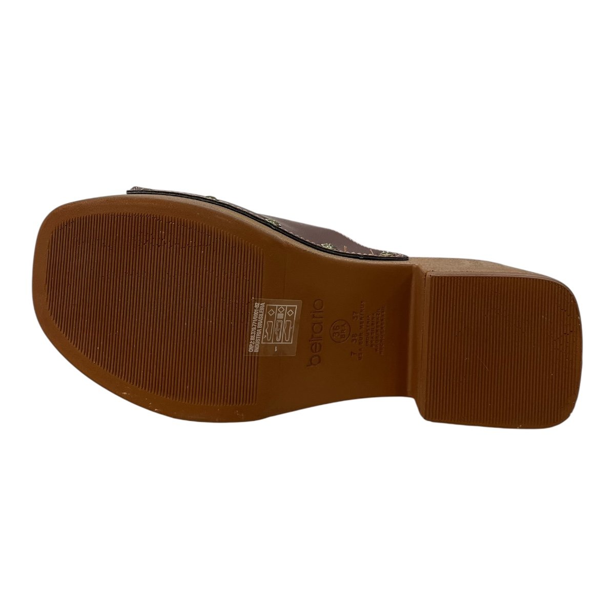 Tamanco Feminino Beira Rio Casual Tratorado Fivela Metalizado Salto Bloco 8559.106 Marrom Marrom 3