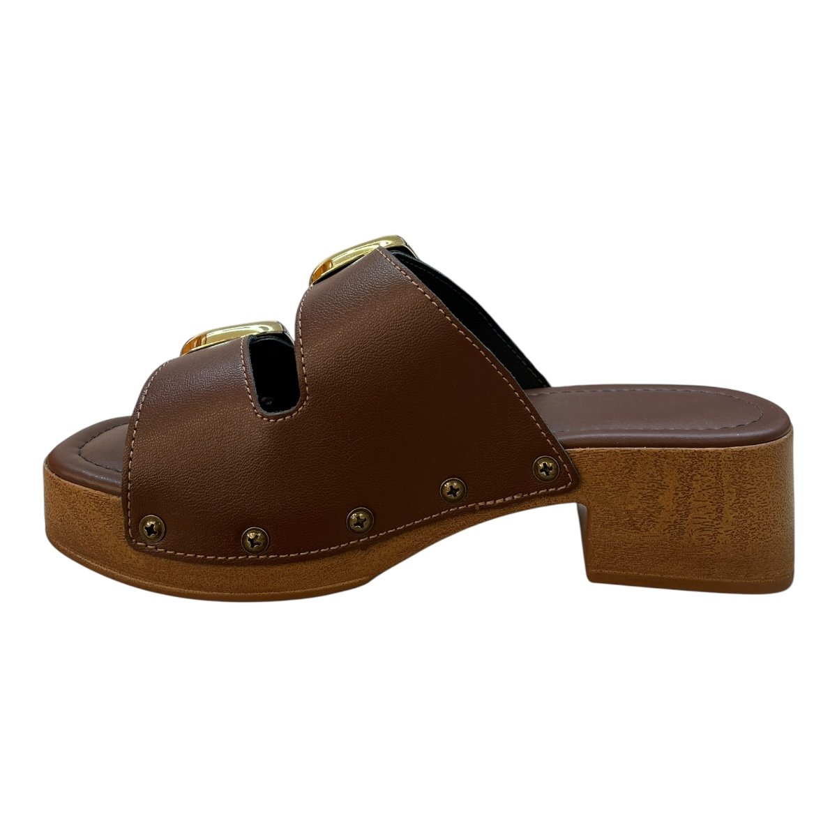 Tamanco Feminino Beira Rio Casual Tratorado Fivela Metalizado Salto Bloco 8559.106 Marrom Marrom 4