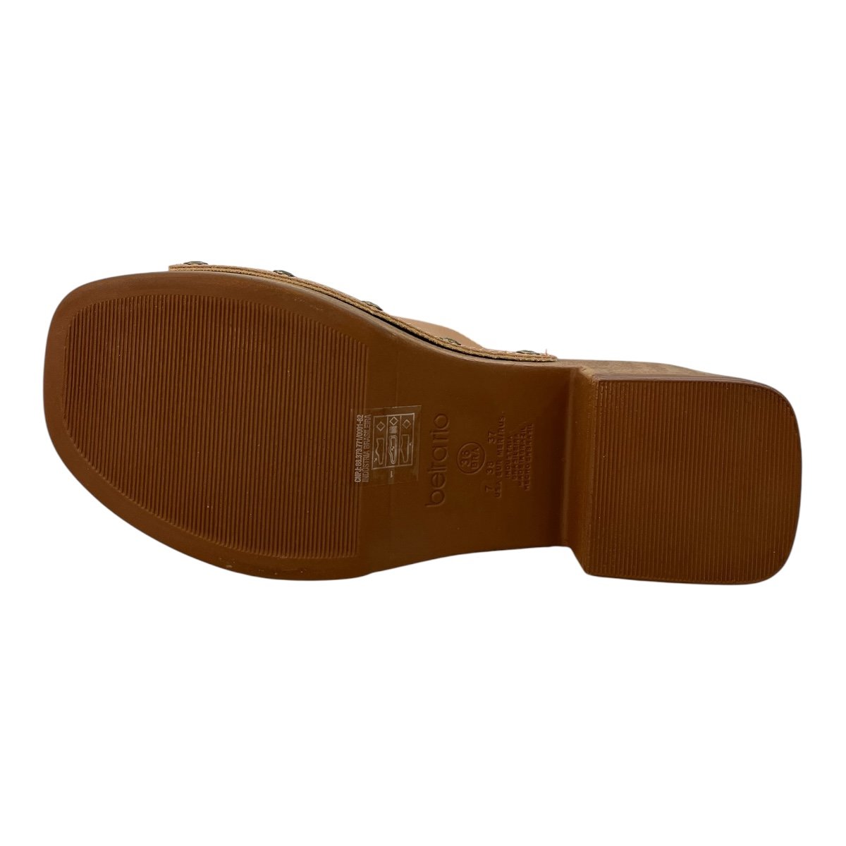 Tamanco Feminino Beira Rio Casual Tratorado Fivela Metalizado Salto Bloco 8559.106 Caramelo Caramelo 4