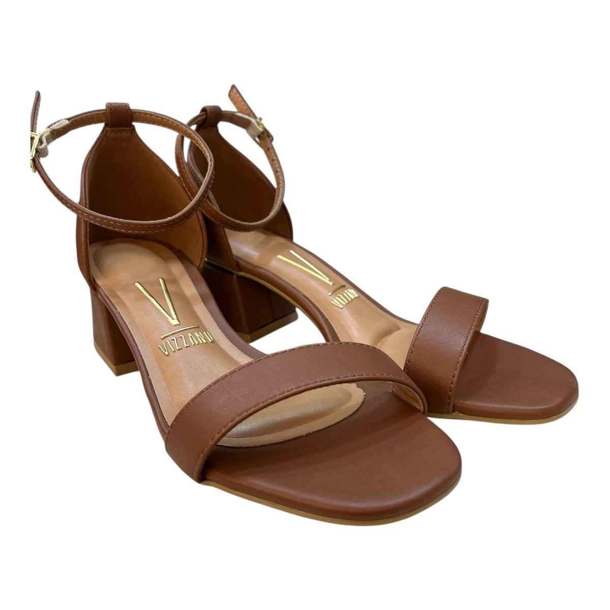 Sandalia Feminino Vizzano Pelica Salto Baixo Básica Calcanhar Fechado 6428.104 Marrom Marrom 2