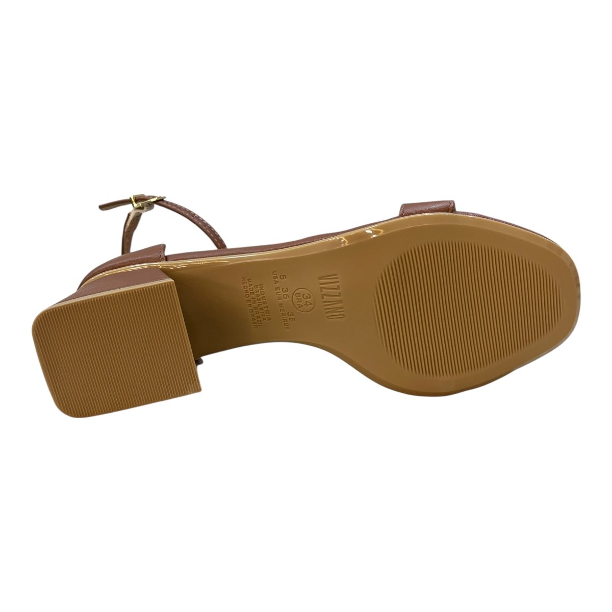 Sandalia Feminino Vizzano Pelica Salto Baixo Básica Calcanhar Fechado 6428.104 Marrom Marrom 3