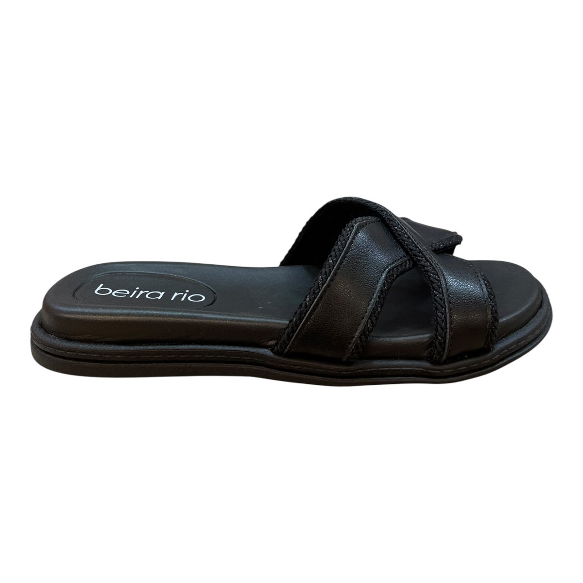 Chinelo Feminino Beira Rio Casual Conforto Superleve Cruzado Metalizado 8488.127 Preto