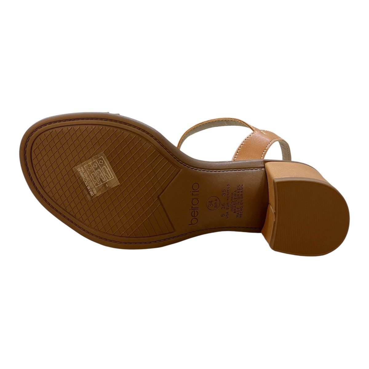 Sandalia Feminino Beira Rio Conforto Casual Salto Bloco Metalizado 8379.258 Caramelo Marrom 3