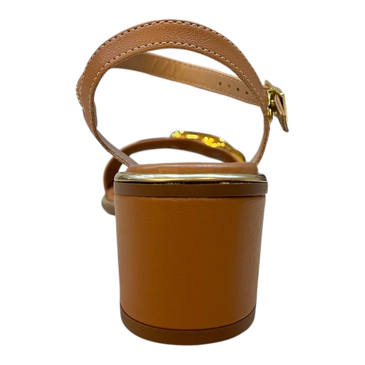 Sandalia Feminino Beira Rio Conforto Casual Salto Bloco Metalizado 8379.258 Caramelo Marrom 5