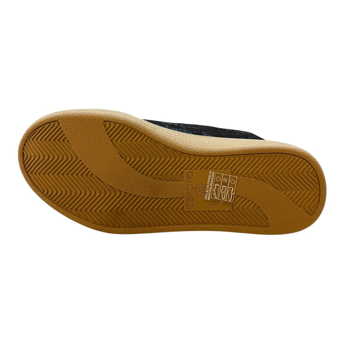 Tenis Feminino Beira Rio Casual Conforto Zíper Croco Metalizado Rerô 4313.209 Preto Preto 3