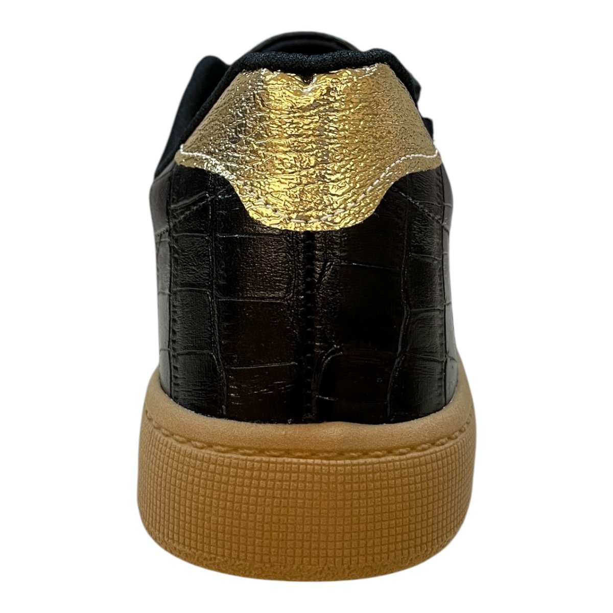 Tenis Feminino Beira Rio Casual Conforto Zíper Croco Metalizado Rerô 4313.209 Preto Preto 5